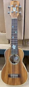 Loopy Solid Acacia Koa wood Concert Ukulele, cute cat inlay UKC186 - Picture 1 of 12