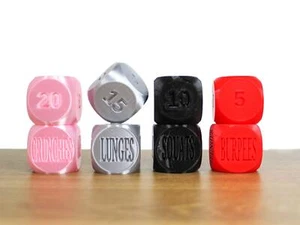 Exersize Workout Dice | Set of 2 Unique Large 1.4" dice | Excersize and Quantity - Picture 1 of 200