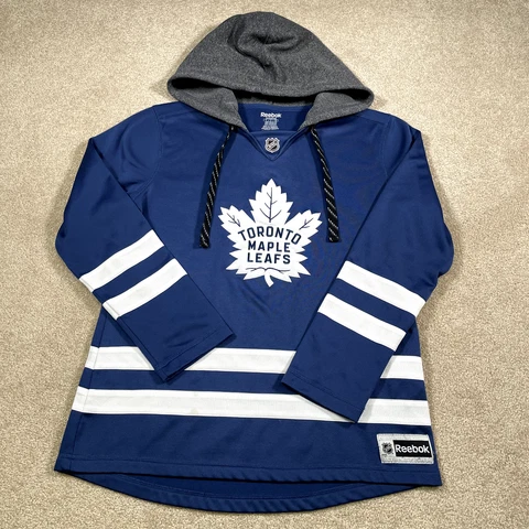 Toronto Maple Leafs Sweatshirt Women Large Blue NHL Hockey Pullover Hood Reebok Cover