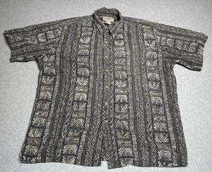 Cooke Street XL Hawaiian Shirt Black Beige Tribal Reverse Print Button Up - Picture 1 of 9