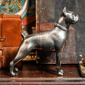 Awesome Solid Metal Silverplate Antique Jennings Brothers Boxer Dog Statue - Picture 1 of 14