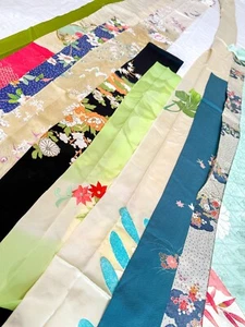 Vintage Japanese kiomono fabric Lot of 10 Bulk 2/3lb 7” x various Length v488 - Picture 1 of 11