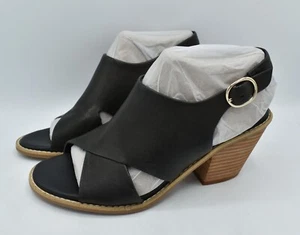 Sofft Womens Size 9 Mandy Block Heel Black Leather Open Toe Sandals Shoes - Picture 1 of 11