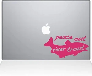 The Decal Guru Peace Out River Trout MacBook Decal Vinyl Sticker - 12" MacBook - Picture 1 of 1