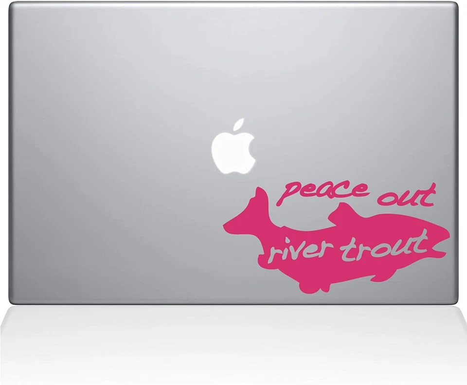 The Decal Guru Peace Out River Trout MacBook Decal Vinyl Sticker - 12" MacBook - Image 1 of 1