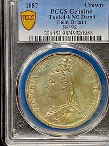 1887 Great Britain Silver Crown,  S-3921 PCGS UNC, - Picture 1 of 3