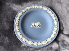 Vintage Wedgwood Pale Blue Jasperware: Lion Circular Trinket Dish.