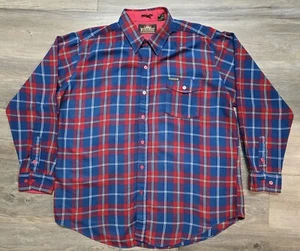 VINTAGE Greatland SportsWear Button Up Shirt Mens XL Plaid Flannel Look Blue Red - Picture 1 of 8