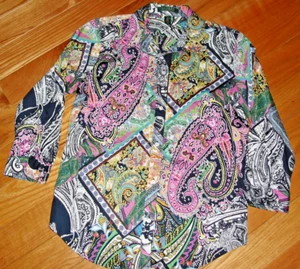Camisa Blusa Lauren Ralph Lauren Abotonada Cachemira Azul Marino Algodón Mangas 3/4 Talla M - Imagen 1 de 4