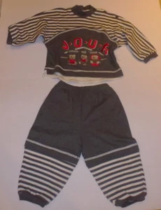 KANZ 12-18  GRAY & WHITE STRIPE LONG SLEEVE  TWO PIECE OUTFIT J.O.U.R. NEW NWT - Picture 1 of 4