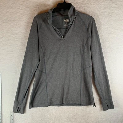 Top ligero REI Co-op para mujer manga larga 1/4 cremallera gris exterior talla L 9211 Foto 1 de 4