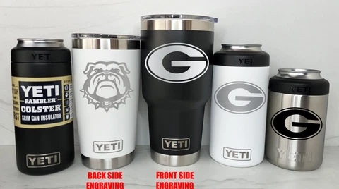 Georgia Bulldogs YETI Laser Engraved 20 or 30 oz. Tumblers and Colsters, UGA Cover