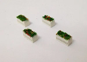 Outland Models Railway Layout White Pot w Flower x4 for Park Garden Scale HO OO - Picture 1 of 1