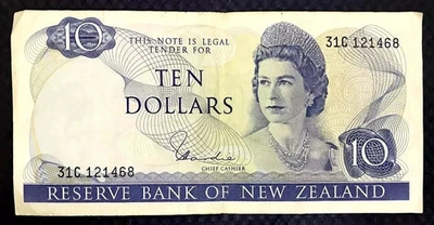 1975 NEW ZEALAND - 10 DOLLARS - P# 166 - VF+ - MB1 - Image 1 of 3