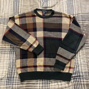 Vintage 90s Nautica Linen & Cotton Blend Knit Sweater Opa Color Block Large - Bild 1 von 6