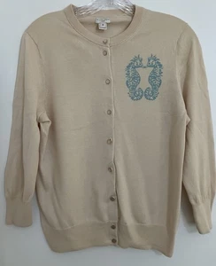 J.Crew Clare Strickjacke Pullover Knopfleiste beige Baumwolle adrett Medium Seepferdchen - Bild 1 von 4