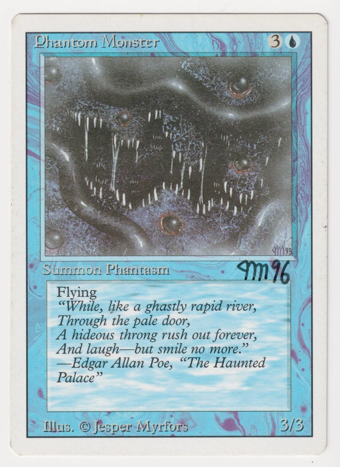 Signed Phantom Monster MP Revised Artist Jesper Myrfors Dated 96 MTG Vintage! - Image 1 of 2