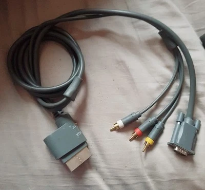 Official Microsoft Xbox 360 AV To VGA Monitor LEAD ADAPTER Genuine - Image 1 of 4