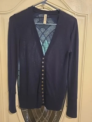Cárdigan Zenana Outfitters Mujer Botón a Presión Azul Talla Pequeña  Foto 1 de 4