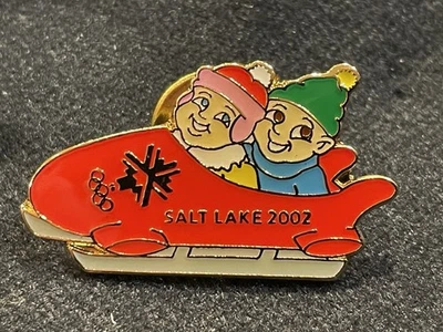 2002 Salt Lake City Utah Olympics Pin Character Art 2 Man Bobsled - Image 1 of 2