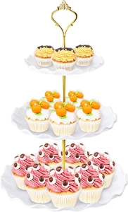 Dessert Cupcake Stand, 3 Tier Cup Cake Holder Tower 10"L x 10"W x 14.5"H - Picture 1 of 11
