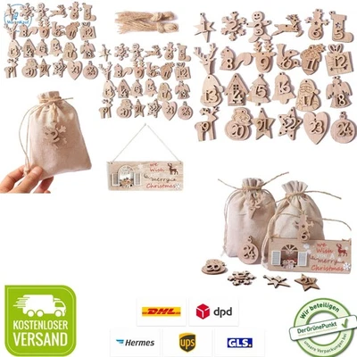 Adventskalenderzahlen Holz 1-24 braun Weihnachten Kinder Basteln - Bild 1 von 4