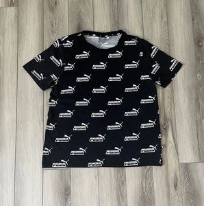 T-shirt Puma uomo taglia large stampa all over logo casual manica corta nero/bianco - Foto 1 di 8