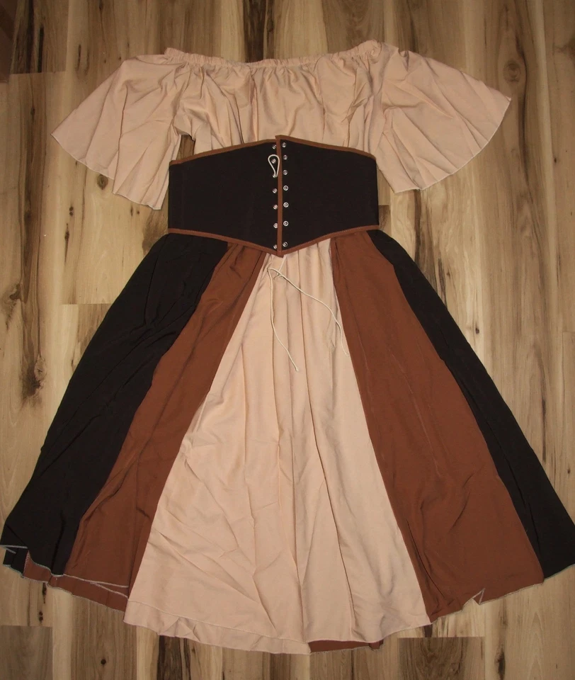 Vestido Cosplay Medieval Tostado y Marrones - Campesino, Feria Renacentista, Vestido Commonero Foto 1 de 1