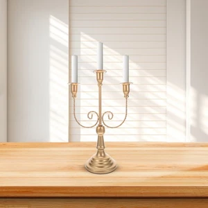 Candelabra Candle Holder: 3-Arm 11.8" Wedding Candlestick - Gold Candlestick - Picture 1 of 19