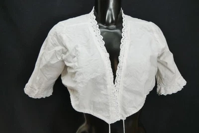 Gr.44 Dirndlbluse weiß Bluse für Dirndl Baumwolle mit Spitze B11322 - Bild 1 von 4