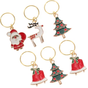 6 Piezas Anillos de Copa de Vino Logo Navidad Copa de Vino Decoración Vidrio Reconocimiento - Imagen 1 de 12