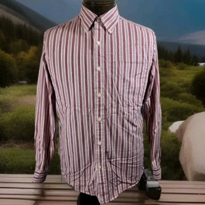 Camisa Madison Popelines Lavados Para Hombre Mediana M Roja Blanca Rayas Defectos Foto 1 de 4