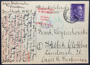 WWII Holocaust related RECKMAN labor concentration camp COTTBUS postcard 1944 - Picture 1 of 2