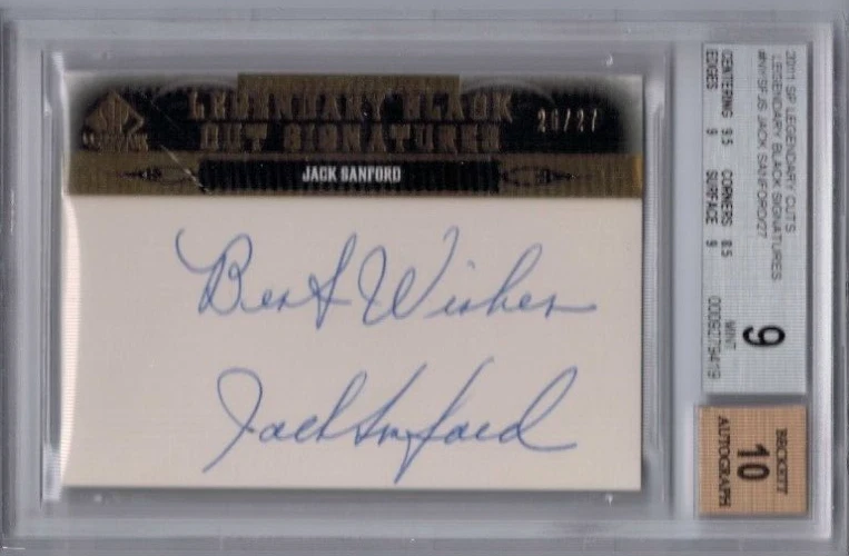 2011 SP Legendary Cuts Jack Sanford Black Cut Signatures Auto #'ed 25/27 BGS 9 - Image 1 of 1