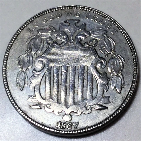 1867 Shield Nickel No Rays Beautiful High Grade Coin Rare Date Cover