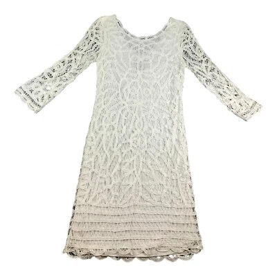 Vestido de playa INC blanco tejido abierto crochet manga 3/4 para mujer, talla 4 Foto 1 de 4