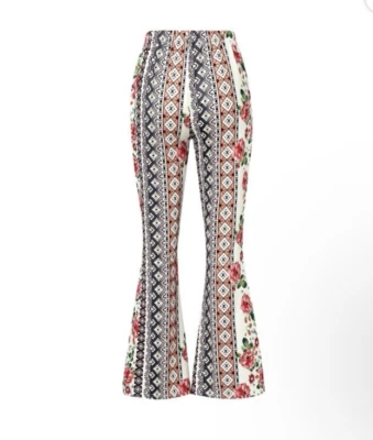 Boho Flare Bell Bottom Forbidden Pants - 70s Style High Waist - Image 1 of 4