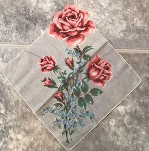 PAÑUELO VINTAGE ALGODÓN MOTIVO ROSA PAÑUELO 12,5 - Imagen 1 de 3