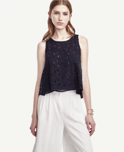 Ann Taylor - Woman's XL (16) Navy Blue Lace Tank $98.00 (H) - Picture 1 of 6