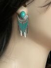 Southwestern Turquoise and Silver STC signed drop dangle earrings