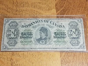 ➡➡1878 Dominion of Canada RARER Payable Toronto Series $1 Note DC-8f S/N A457933 - Picture 1 of 9