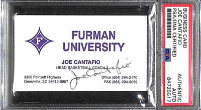Tarjeta de visita autografiada firmada por Joe Cantafio "Furman University Paladins" PSA Foto 1 de 3