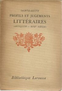 PROFILS ET JUGEMENTS LITTERAIRES TOME I - SAINTE-BEUVE 1927