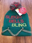UGLY STUFF " Sleigh Bells Bling" Fun Winter Christmas Holiday Hat Ships N 24h