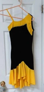 Black/ Yellow Dress Dance outfit  with rhinestones  Adult Medium - Picture 1 of 1