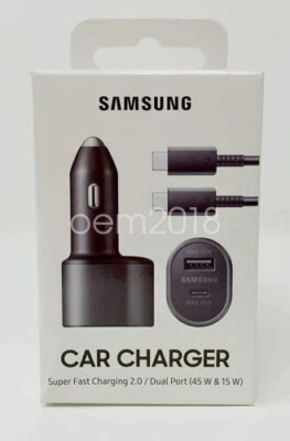 Original Samsung 45W Carga Súper Rápida Cargador Coche Adaptador USB-C Cable Caja Foto 1 de 4