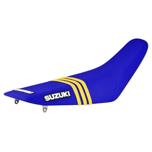 2010-2018 SUZUKI RMZ 250 Seat Cover all BLUE / 3 YELLOW rib LOGO #49 - Picture 1 of 3