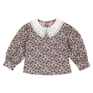 Melissa Eyelet Collared Print Blouse - Picture 1 of 14