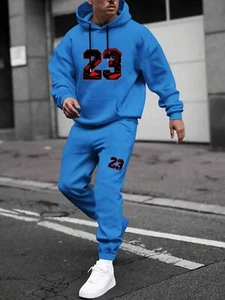 Man's Tracksuit Sport Suit Hoodie Sweatsuit Sweatshirt Pullover Jacket Pant Set - Picture 1 of 2