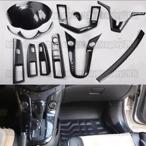 Fit For Chevrolet Cruze 2009-2015 Carbon Fiber style Interior kit Cover Trim 17P - Foto 1 di 6